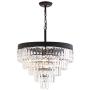 JONATHAN Y JYL9007B Wyatt 20'' 4-Light Crystal LED Chandelier Contemporary,Classic,Traditional Dimmable, Adjustable, for Dining Room, Foyer, Bedroom, Bronze/Clear
