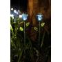 Joyathome Garden Solar Stake Lights Outdoor, 2 Pack Solar Powered Metal Stake Lights with Blue Bell Glass Lily LED Decorative Garden Lights for Walkway,Pathway,Lawn, Courtyard
