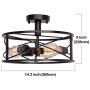 FIMITECH Semi-Flush Mount Ceiling Light, 3-Light Vintage Close to Ceiling Lamp, Ceiling Lights Pendant Lighting Fixtures for Kitchen, Foyer, Dining Room, Living Room, Farmhouse (Black)
