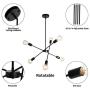 JHLBYL Sputnik Chandelier 6 Lights Black Mid Century Pendant Lighting Vintage Industrial Ceiling Light for Kitchen Dining Room Living Room