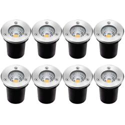 Landscape Lights ZUCKEO 8 Pack LED Well Lights 3W 12V-24V Ground Lights IP67 Waterproof Low Voltage Landscape Lighting for Driveway, Deck, Step, Garden Lights Outdoor (Warm White)