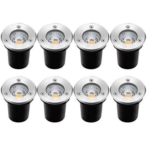 Landscape Lights ZUCKEO 8 Pack LED Well Lights 3W 12V-24V Ground Lights IP67 Waterproof Low Voltage Landscape Lighting for Driveway, Deck, Step, Garden Lights Outdoor (Warm White)
