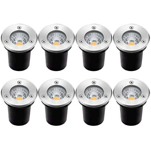 Landscape Lights ZUCKEO 8 Pack LED Well Lights 3W 12V-24V Ground Lights IP67 Waterproof Low Voltage Landscape Lighting for Driveway, Deck, Step, Garden Lights Outdoor (Warm White)