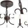 LALUZ A03505 Rustic French Country Chandelier 3 Lights Bronze Farmhouse Fixture with Crystal Droplets, for Dining & Living Room, Bedroom, Kitchen, Foyer, Entryway, Hallway