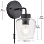 TeHenoo Plug in Wall Lamp with Seeded Glass,Retro Industrial Wall Sconce Light with on/Off Switch for Living Room,Bedroom,Bar,E26 Base