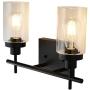 LIGOTFIRE Black Vanity Light Fixture 2 Light Industrial Metal Wall Sconce Bathroom Lighting with Clear Glass Shade for Bedroom Hallway Kitchen