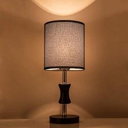 Small Bedside Table Lamp, Modern Fabric Shade Desk Lamp Nightstand for Bedroom Living Room End Table