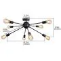 KOSTOMO 8-Light Sputnik Chandelier Black Ceiling Light Rustic Flush Mount Kitchen Lighting Modern Lamp Fixtures for Bathroom Dining Room Bedroom Hallway （8C Lights-Black）