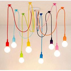 Foicags Chandelier Colorful 8 Lights E27 Pendant Lighting Ceiling Spider Light Pendant Light，dining Room Lighting Fixtures Hanging Decoration Childrens Room Illumination Bedroom Fixtures Decoration