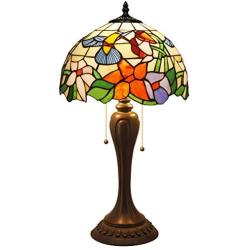 Tiffany Table Lamp W12H22 Inch Hummingbird Stained Glass Reading Lighting S101 WERFACTORY Lamps Lover Parent Kids Girlfriend Living Room Bedroom Study Office Coffee Bar Desk Antique Art Crafts Gifts