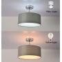 Modern 2-Light(13''Dia) Fabric Gray Drum Shade Semi Flush Mount Fixtures Fabric Shade for Bar, Dining Room, Corridor,Kitchen,Living Room Hallway Bathroom. LED Bulb(not Include)