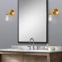 JHLBYL 2-Pack Industrial Vintage Wall Sconce 180 Degree Adjustable Wall Light for Bathroom Vanity, Brass