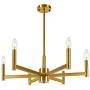 Wellmet Gold Chandelier Dining Room 26 inch, Modern Sputnik Chandelier 6 Light, Hanging Pendant Lighting Mid Century Ceiling Light Fixture for Kitchen Island Living Room Bedroom, Brushed Brass