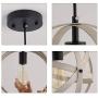 Q&S Farmhouse Globe Pendant Light Fixture,ORB and Oak White Finish,Include Bulb,Rustic Cage Chandelier Farmhouse Light Fixture for Kitchen Island Dining Room Table Entryway Hallway