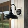 MOTINI Outdoor Barn Light with Motion Sensor Classic Wall Lighting OBB Steel,Wall Sconce Dome on a Gooseneck 12.5''x16.75''