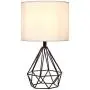 SOTTAE Black Hollowed Out Base Modern Livingroom Bedroom Bedside Table Lamp, Desk Lamp with White Fabric Shade SOTTAE Black Hollowed Out Base Modern Livingroom Bedroom Bedside Table Lamp, Desk Lamp with White Fabric Shade