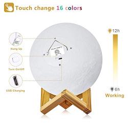 Moon Lamp with Hooks, DTOETKD 5.9-inch 3D Printed Night Light 16 Colors with Stand, Remote and Time Setting, Hung Up Decorative Luna Lights for Kids Birthday Party Decorations