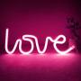 NiniTe LIGHTS Love Neon Light, Cute Neon Love Sign, Battery or USB Powered Night Light as Wall Decor for Kids Room, Bedroom, Festival, Party (Pink)