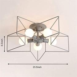 KWOKING Lighting 5 Lights Creative Flush Mount Ceiling Light Minimalist Industrial Star Ceiling Light Fixture Modern Decoration for Children Room, Hallway,Living Room Grey