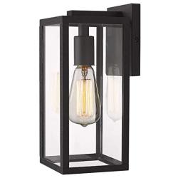 MUDIKIC Outdoor Light Fixture Modern Wall Sconce, Black Aluminum Wall Mounted Lights with Clear Glass Shade (Style 1)