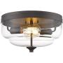 FEMILA Flush Mount Ceiling Light, 2-Light 13“ Farmhouse Close to Ceiling Light Fixture with Oil Rubbed Bronze Finish and Clear Glass Cover, 4FH35-F ORB