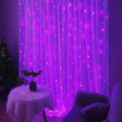 Dooit 9.8ft6.5ft 300LED Curtain String Lights 8 Modes 29v UL Plug in Decor for Christmas Party Wedding Ceremony Home Garden Bedroom Indoor/Outdoor （Purple）