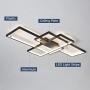 IKK Modern Ceiling Light, Black 3 Rectangular Metal Frame Ceiling Light Fixture, Dimmable Remote Control Flush Mount LED Light, L=41.3 inch for Kitchen, Bedroom, Dress Room, Living Room, Dining Room