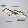 IKK Modern Ceiling Light, Black 3 Rectangular Metal Frame Ceiling Light Fixture, Natural White Color, 4000K Flush Mount LED Light, L=35.4 inch for Bedroom, Dress room, Study room, Entry foyer, Hallway