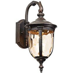 Bellagio Outdoor Wall Light Fixture Bronze 16 1/2'' Hammered Glass Sconce for House Deck Patio Porch - John Timberland