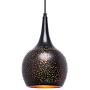 MOTINI Mini Pendant Light 1 Light Adjustable Hanging Height Light Fixture with Carving Shade Metal Modern Pendant Light for Kitchen Island Dining Room Bedroom, Living Room, Black