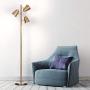 HAITRAL Adjustable Floor Lamp - Modern Pole Lamp 3 Light Tree, Standing Tall Lamp for Living Room, Bedroom - Antique Brass/Gold (Without Bulb)