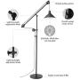 CO-Z Industrial Pulley Floor Lamp Adjustable, 70’’ Antique Floor Task Lamp in Matte Black Finish, Metal Standing Floor Lamp Over Couch for Living Room Reading Office Bedroom.