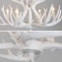 NIUYAO Retro Farmhouse Candle Style Resin Deer Antler White Chandeliers Faux Antler Fixture 4 Light Matching Chain Creative Pendant Light for Living Room Restaurant Bar Cafe Dining Rooms 494843
