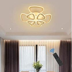 Ganeed LED Ceiling Lights Dimmable Acrylic Chandelier with Remote Control 90W 8 Heads Flower Shape Flush Mount Ceiling Lamp for Living Dining Room Kitchen Bedroom(White/3000-6500K)