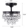 Wellmet Mini Crystal Chandelier, Single Light Semi Flush Mount Crystal Lights for Hallway, Small Close to Ceiling Lighting Fixture for Foyer, Bedroom, Kitchen, Bar, 12.20''Hx10.08''W