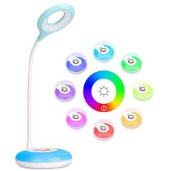 Mafiti LED Desk Lamp with Color Changing RGB Base , Eye-Caring Table Lamp with 3 Brightness Levels, Touch Control, Adjustable Gooseneck, Touch Sensor Bedside Lamps Warm White Light