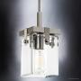 Luxury Modern Farmhouse Pendant Light, Small Size: 11.875''H x 6.5''W, with Industrial Chic Style Elements, Brushed Nickel Finish and Clear Shade, UHP2447 from The Bristol Collection by Urban Ambiance
