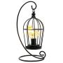 JHY DESIGN Birdcage Bulb Decorative Lamp Battery Operated 12'' Tall Cordless Accent Light with Warm White Fairy Lights Bird Bulb for Living Room Bedroom Kitchen Wedding Xmas(Black)