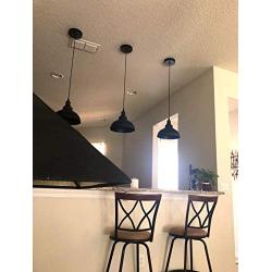 Pendant Lights, Lika Industrial Barn Ceiling Light Fixtures Black Hanging Pendant Lighting for Kitchen Island, Dining Room, Foyer (Black and Hemispheres(Three Pack-Save$14.95))