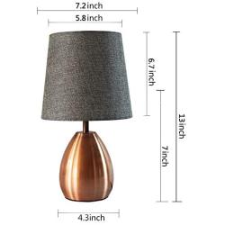 Small Bedside Lamps ,Monkey Sun Table lamp for Bedroom Nightstand,Living Room,Night Lights with Gray Fabric Shade,13'' Tall ,Bronze Metal Base (Grey)