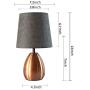 Small Bedside Lamps ,Monkey Sun Table lamp for Bedroom Nightstand,Living Room,Night Lights with Gray Fabric Shade,13'' Tall ,Bronze Metal Base (Grey)