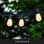 Brightech Ambience Pro with Flaming, Flickering LED Bulbs - Solar Panel Powered String Lights - Commercial Grade Waterproof, Shatterproof Patio Lights Create Cafe Ambience On Your Porch, Deck - 27 Ft