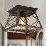 Q&S Flush Mount Ceiling Light Fixture , Farmhouse Vintage Ceiling Lights,Industrial Metal Ceiling Lamp for Hallway, Entryway, Bathroom ORB+Brush Brown,1 Light E26 Q&S Flush Mount Ceiling Light Fixture , Farmhouse Vintage Ceiling Lights,Industrial Metal Ceiling Lamp for Hallway, Entryway, Bathroom ORB+Brush Brown,1 Light E26