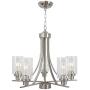 BONLICHT Traditional Chandelier Lighting 5 Light Brushed Nickel Modern Light Fixtures Hanging Pendant Lighting with Clear Glass Shade Classic Ceiling Lights for Kitchen Dining Room Living Room Island