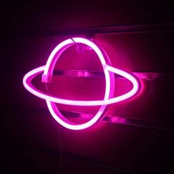 Wanxing Planet Neon Signs Led Neon Wall Sign Pink Neon Lights USB/Battery Hanging Neon Light for Bedroom Kids Room Hotel Shop Restaurant Game Office Wall Art Decoration Sign Party Supply Gift(Pink)