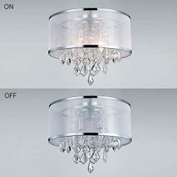 ANJIADENGSHI Modern Crystal Chandelier Lighting 4 Lights Luxury Chrome K9 Crystal Pendant Light Flush Mount Ceiling Light Fixture for Kitchen Island Dining Room Living Room Farmh,Chrome
