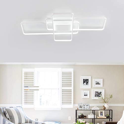 CHYING Modern Ceiling Light, White Flush Mount LED Rectangle Light Fixture 60W 6000K White Light PVC Metal Lighting for Living Room Bedroom Study CHYING Modern Ceiling Light, White Flush Mount LED Rectangle Light Fixture 60W 6000K White Light PVC Metal Lighting for Living Room Bedroom Study