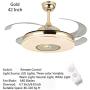 Lighting Groups 42'' Retractable Reversible Ceiling Fans with LED Light Remote Control 4 Invisible Clear ABS Blades Livingroom Dining Room Bedroom Fan Chandelier Indoor Ceiling Light Kits with Fans (42 Inch, Gold-02)