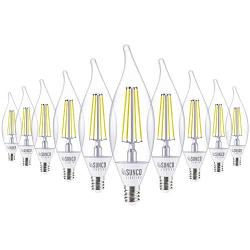 Sunco Lighting 10 Pack CA11 LED Candelabra Bulb, Flame Tip, Dusk-to-Dawn, 5W=40W, 2700K Soft White, Edison Vintage Filament, 500 LM, E12 Base, Outdoor Decorative Light for Sconces - UL
