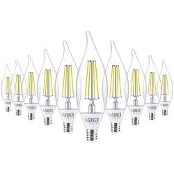 Sunco Lighting 10 Pack CA11 LED Candelabra Bulb, Flame Tip, Dusk-to-Dawn, 5W=40W, 3000K Warm White, Edison Vintage Filament, 500 LM, E12 Base, Outdoor Decorative Light for Sconces - UL